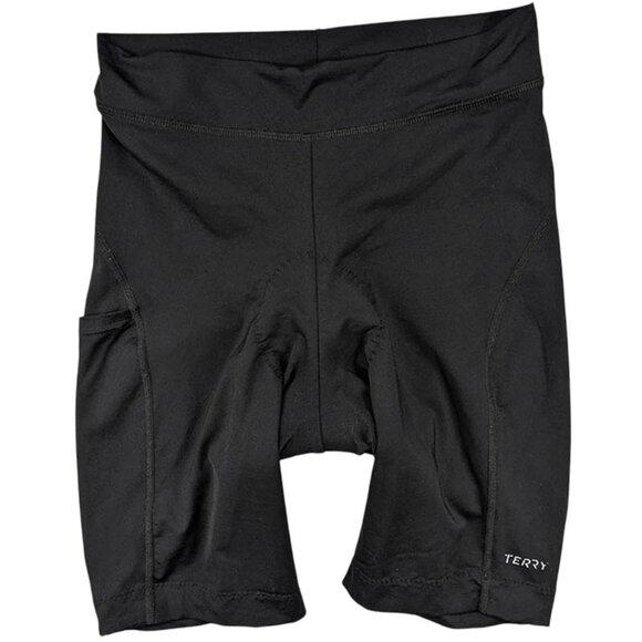 Terry Precision Cycling Shorts Womens L Black Performance Wear Padded Utility - Picture 1 of 15